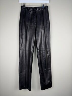 Siena Studio 100% Leather Black Straight Leg Pants High Rise Size 4